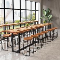 Solid Bar Table Balcony Leisure Long Table HouseHouseCommercial Milk Tea Restaurant Naturally Side Table