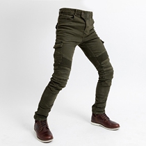 Four Seasons Motorcycle jeans wear trousers - protective pants 06 black green conveyor men