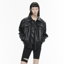 NUTH loose punk classic retro profile wide shoulder pad casual short pu motorcycle leather jacket women
