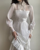 Orange brilliant GUNNE SAX ancient princess lace dress morning gown light wedding long sleeve dress 21 new