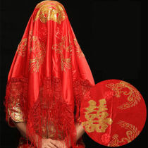 Wedding red cover head gauze bride red hijab Chinese style Xiuhe new HIPPA lace translucent high-end ancient wind cover