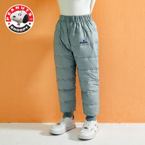 Snoopy childrens down pants thin 2021 new boy pants girls warm trousers small childrens clothing tide