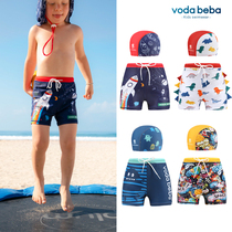 Voda Beba Childrens swimming trunks Mens children Middle and large children childrens professional boys baby boxer swimming trunks Swimming caps
