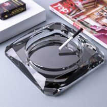 Large Chinese style ashtray new Chinese ashtray home living room creative personality trend crystal glass cylinder customization