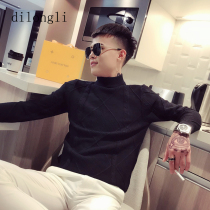 Semi-high collar slim wild sweater mens Korean version of the trend fashion base sweater autumn and winter net red tide brand line clothing