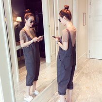 Pregnant womens straps pants suit outside wear fashion spring and summer two-piece leggings thin tide hot mom summer clothes