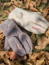 Gloves Winter female cute ins students cute rabbit ears plus velvet thickened warm neck gloves winter women cycling