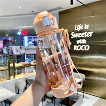 Large capacity water cup female 1000ml sports kettle Large plastic water bottle outdoor portable space cup with straw
