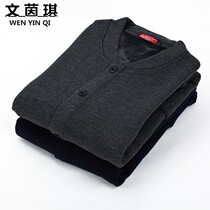 ~ mid-aged male and female Petty Cash Warm Cardiff Button single-piece blouse with velvet thickened autumn and winter jacket lingerie