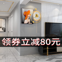 Clock and clock living room home fashion light luxury Net red decoration wall creative Nordic modern simple clock wall lamp