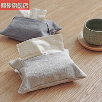 Japanese style simple tissue cover home living room homestay cotton linen fabric drawing box car creative storage bag ins ins
