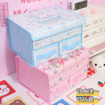 Girl heart fabric underwear double drawer storage box foldable bra socks with cover finishing storage box