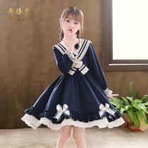  Lolita girls dress spring and autumn 2021 new early autumn childrens clothing female western style skirt autumn big child princess skirt