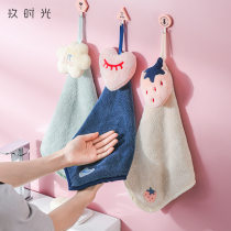 Hand towel hanging kitchen toilet towel cute household rag does not lose hair thickened hand cloth super absorbent