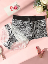 Japanese couple underwear transparent mesh ice silk suit Men and women friends gift sexy lace antibacterial crotch boxers