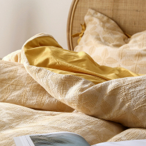 Class A high-end double layer gauze four pieces of full cotton 100 pure cotton washed cotton linen quilt cover spring autumn and summer bed products