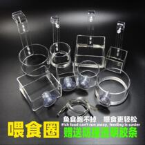  Fish tank floating feeding ring tube Aquarium acrylic transparent fish feeder barrel hook suction cup feeding fish food anti-floating