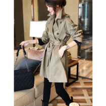 Inglées Temperament Double buckle with long style coat of wind coat women casual high-end large clothes spring autumn 2022 new European station