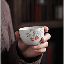  Jingdezhen Ruyao Japanese-style Chinese Kung Fu ceramics Retro single cup drinking tea bowl Smell fragrant cup Tea cup Master Teacup