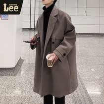GOOMIL LEE winter woolen coat mens Korean trend loose thick medium and long woolen trench coat coat