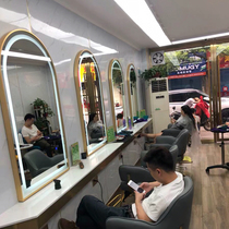Net Red simple barber shop mirror beauty salon wall mirror hair salon special hot dye luminous mirror table hair light mirror