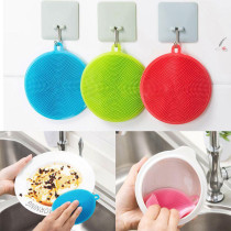 Silicone dish brush bowl artifact dishwashing cloth not easy to stick oil kitchen multifunctional household vegetable and fruit cleaning brush