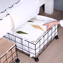 Bed bottom storage box flat large clothes quilt storage box movable pulley finishing box iron storage basket
