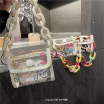 ins wind cute rainbow chain mini small zero wallet woman small number containing bag headphone bag decorative case pendant