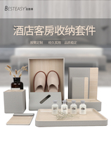 Hotel toiletries storage box High-end leather tray Tissue box Wine list clip Simple light luxury Waterproof wear-resistant