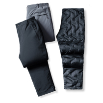 Detachable down pants men wear middle-aged and elderly thick warm dad duck down outdoor windproof high waist loose cotton pants