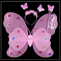 Children butterfly wings back decoration luminous girl magic wand Princess little magic La La little fairy toy