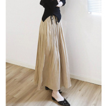Silk high-waisted skirt womens summer thin Korean version loose thin stretch long a-line hanging feeling large skirt