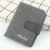 With Buttoned Mens Canvas Wallet Short with zipper drivers license student Han version of the new minimalist leather clip multi-position clip soft