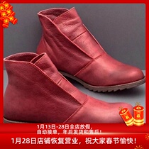 2021 summer new PU round toe short tube fashion boots rubber square heel brown 2021 winter