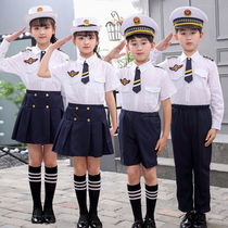 Childrens small Navy sailor uniform police suit pilot suit graduation photo male and female student chorus suit