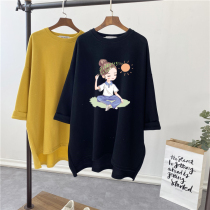 Autumn Winter Gestation Woman Dress Undershirt Han Edition Tide Moms Fashion style Loose Big Code Medium Long pregnant woman Long sleeves T-shirt blouses