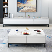 Ruidian furniture 2021 New Nordic TV cabinet modern simple small apartment marble TV cabinet tea table combination