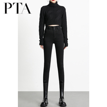 High waist plus velvet jeans women fall winter 2021 new tight slim black outside wear small feet pencil pants tide