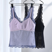 Free wearing bra one-piece harness vest female summer slim fit without a hitch fit outside wearing a V collar bottom-shirt