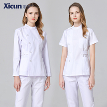 Tied nurse suit womens suit thin long sleeve Dental dentist white coat summer short sleeve round neck work clothes
