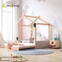 Yunbao bed Nordic childrens bed Solid wood telescopic bed Girl ins small house princess bed Daughter pumping popsicle bed