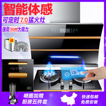 Japan Cherry Blossom Range Hood Gas Range Package Smoke Range Stove Disinfection Cabinet Water Heater Set Combination Double Motor