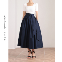 Alixiana 2021 autumn new retro a-line skirt elegant Hepburn skirt pleated high waist loose umbrella skirt
