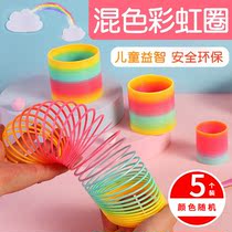 Large magic rainbow circle educational toy plastic spring ring creative puzzle stack children color elastic ring