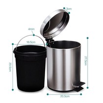 Living room foot trampled dirt barrel containing round cleaning foot dry wet stainless steel double layer with lid metal liter