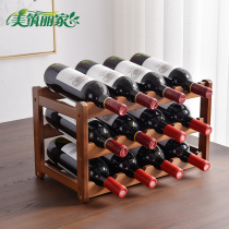 Red wine rack ornaments wine shelf solid wood household small modern simple red wine cabinet display rack red wine Plaid
