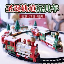Christmas gift electric track train sound and light gift box toy girl boy child climbing stairs Santa Claus