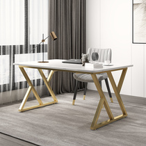 Light luxury Nordic rock board desk computer desk desktop modern simple office table and chair combination home study iron table