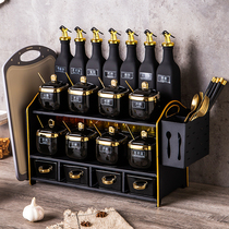 Kitchen ceramic seasoning box set seasoning bottle oil bottle pot combination Nordic light luxury household seasoning jar