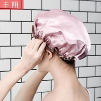 Shower cap single layer thick waterproof bath wash hair hat rain cover special head cover for children men and women Black